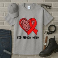 Red Ribbon Awareness Week Leopard Print Heart Tall T-Shirt