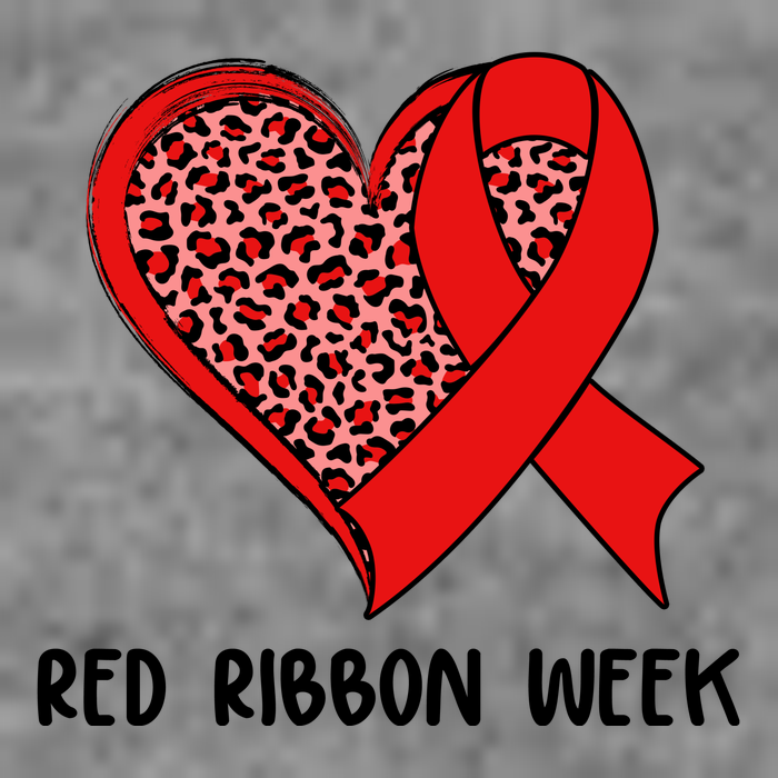 Red Ribbon Awareness Week Leopard Print Heart Tall T-Shirt