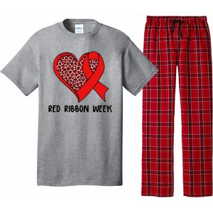 Red Ribbon Awareness Week Leopard Print Heart Pajama Set