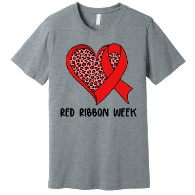 Red Ribbon Awareness Week Leopard Print Heart Premium T-Shirt