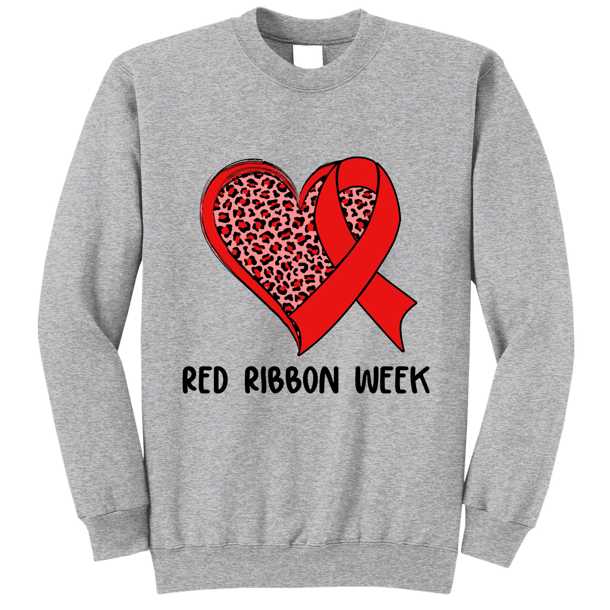 Red Ribbon Awareness Week Leopard Print Heart Tall Sweatshirt