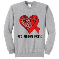 Red Ribbon Awareness Week Leopard Print Heart Tall Sweatshirt