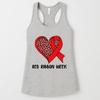 Red Ribbon Awareness Week Leopard Print Heart Womens Tank Top