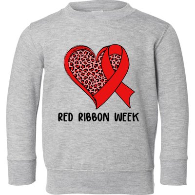 Red Ribbon Awareness Week Leopard Print Heart Toddler Sweatshirt