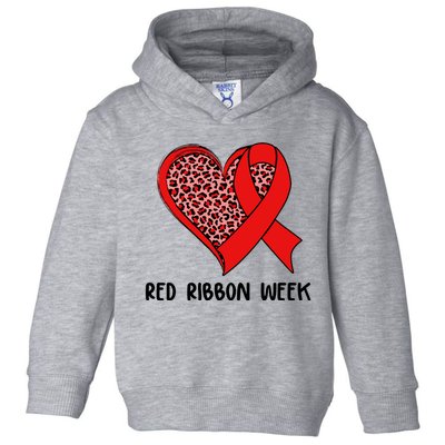 Red Ribbon Awareness Week Leopard Print Heart Toddler Hoodie