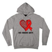 Red Ribbon Awareness Week Leopard Print Heart Tall Hoodie