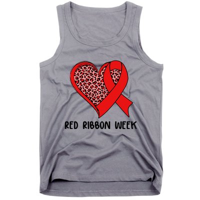 Red Ribbon Awareness Week Leopard Print Heart Tank Top