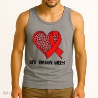 Red Ribbon Awareness Week Leopard Print Heart Tank Top