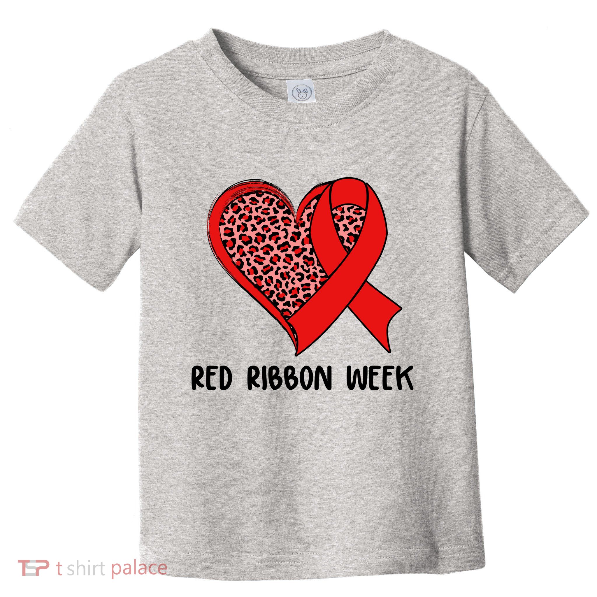 Red Ribbon Awareness Week Leopard Print Heart Toddler T-Shirt