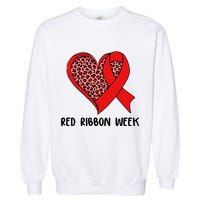 Red Ribbon Awareness Week Leopard Print Heart Garment-Dyed Sweatshirt