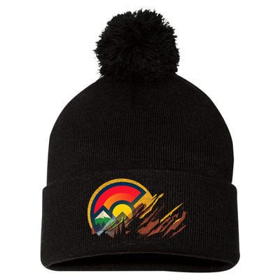 Red Rocks Amphitheater Colorado State Flag Pom Pom 12in Knit Beanie