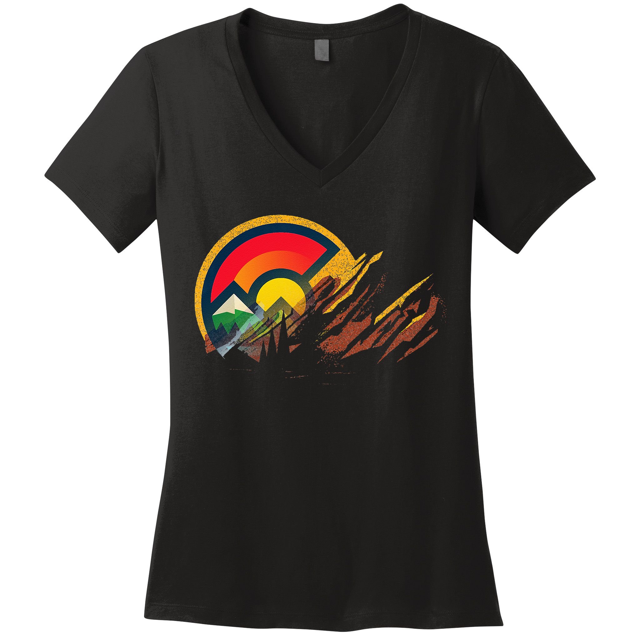 Red Rocks Amphitheater Colorado State Flag Women's V-Neck T-Shirt
