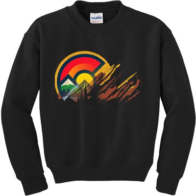 Red Rocks Amphitheater Colorado State Flag Kids Sweatshirt