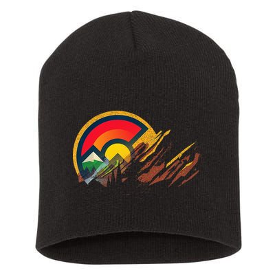 Red Rocks Amphitheater Colorado State Flag Short Acrylic Beanie