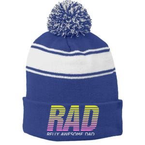 RAD Really Awesome Dad Father's Day Stripe Pom Pom Beanie