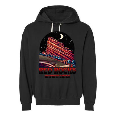 Red Rocks Amphitheater & The Moon Morrison Colorado Garment-Dyed Fleece Hoodie