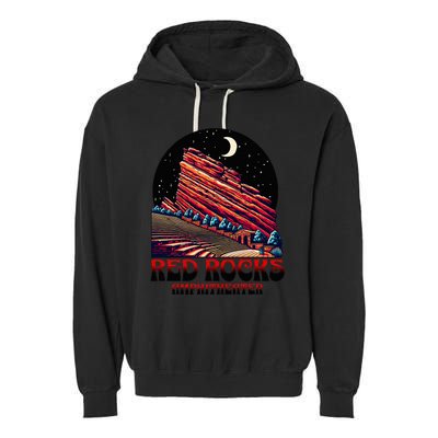 Red Rocks Amphitheater & The Moon Morrison Colorado Garment-Dyed Fleece Hoodie