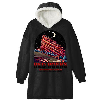 Red Rocks Amphitheater & The Moon Morrison Colorado Hooded Wearable Blanket