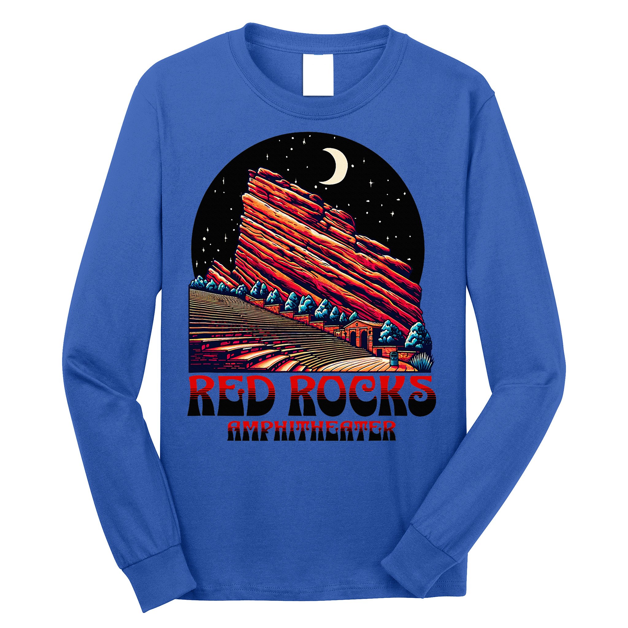 Red Rocks Amphitheater & The Moon Morrison Colorado Long Sleeve Shirt