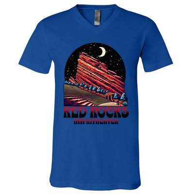 Red Rocks Amphitheater & The Moon Morrison Colorado V-Neck T-Shirt