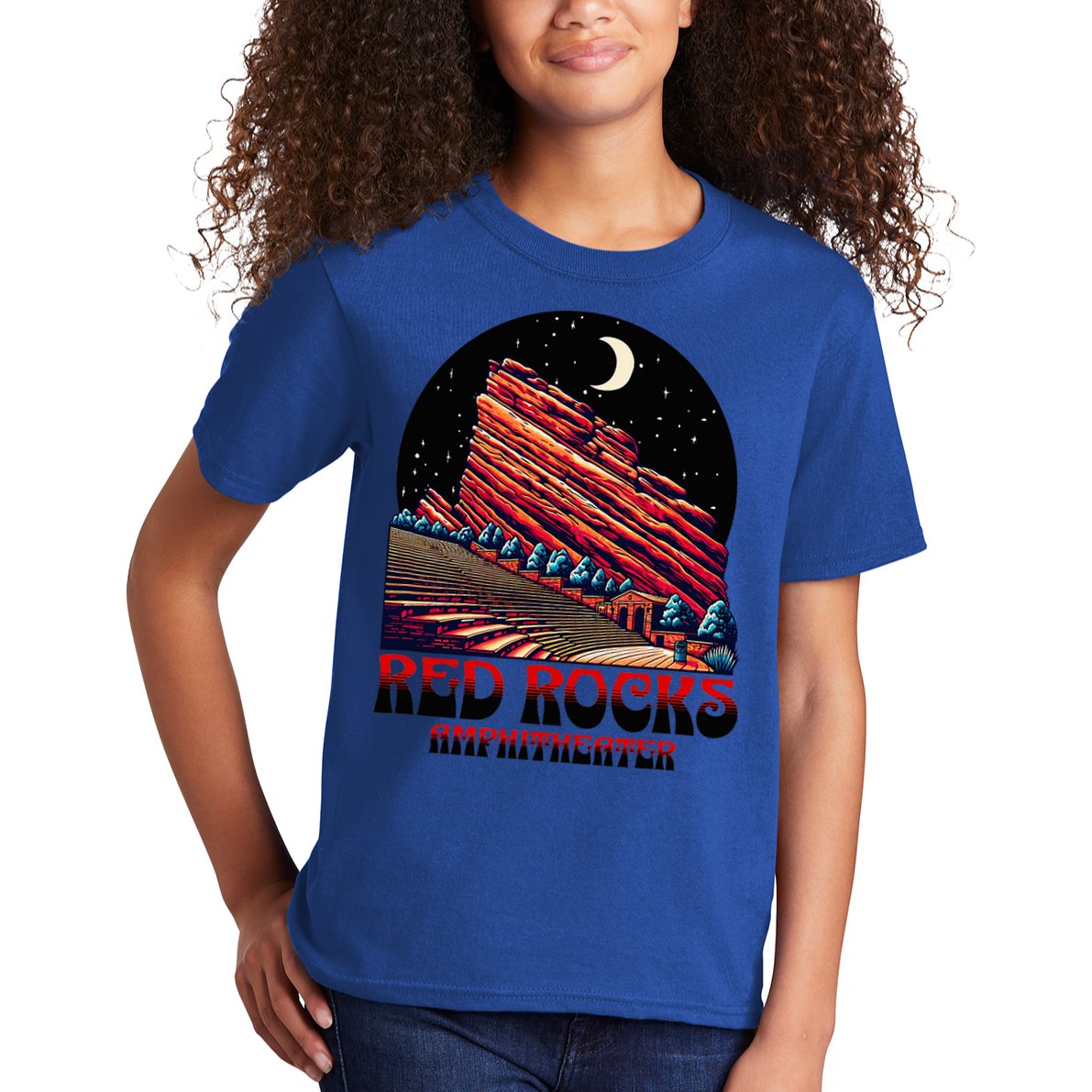 Red Rocks Amphitheater & The Moon Morrison Colorado Kids T-Shirt