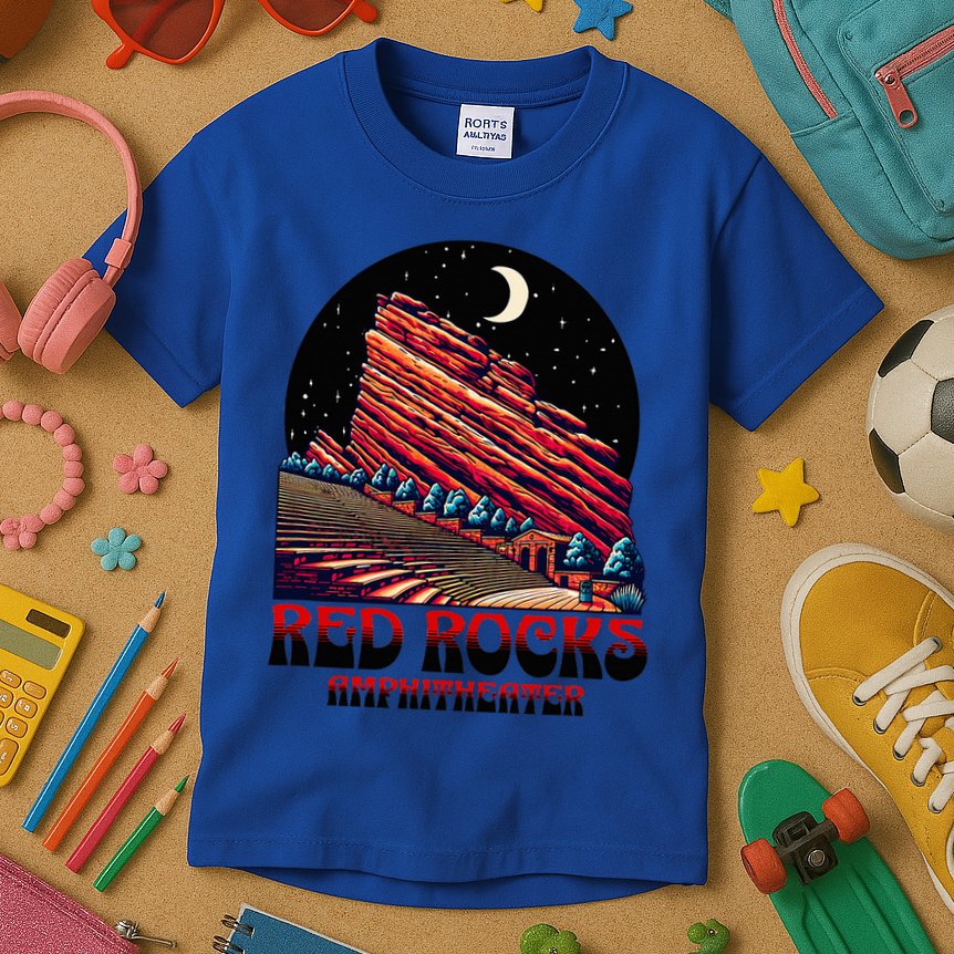 Red Rocks Amphitheater & The Moon Morrison Colorado Kids T-Shirt