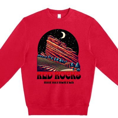 Red Rocks Amphitheater & The Moon Morrison Colorado Premium Crewneck Sweatshirt