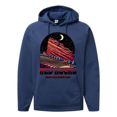 Red Rocks Amphitheater & The Moon Morrison Colorado Performance Fleece Hoodie