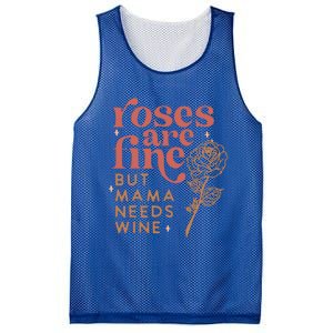 Retro Roses Are Fine But Mama Needs Wine Valentine's Day Gift Mesh Reversible Basketball Jersey Tank