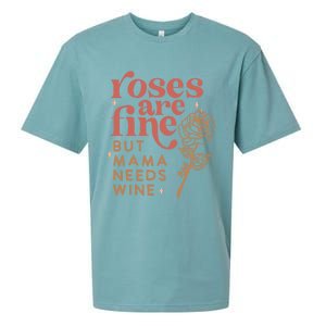 Retro Roses Are Fine But Mama Needs Wine Valentine's Day Gift Sueded Cloud Jersey T-Shirt