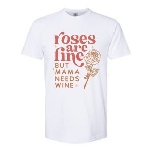 Retro Roses Are Fine But Mama Needs Wine Valentine's Day Gift Softstyle CVC T-Shirt