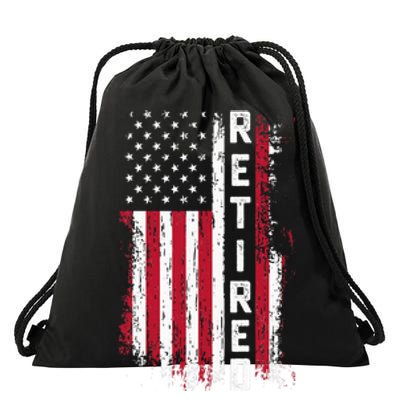 Retirement Retired American Usa Flag Drawstring Bag