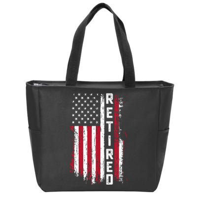 Retirement Retired American Usa Flag Zip Tote Bag