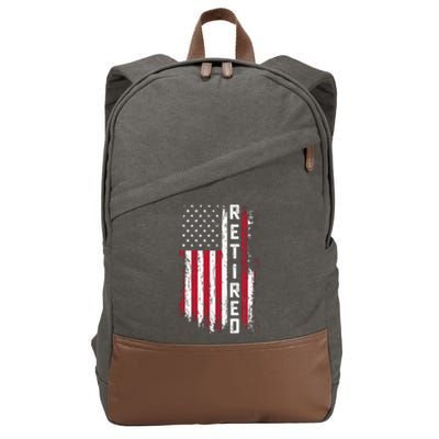 Retirement Retired American Usa Flag Cotton Canvas Backpack