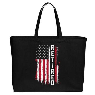 Retirement Retired American Usa Flag Cotton Canvas Jumbo Tote