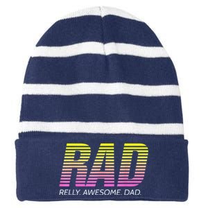 RAD Really Awesome Dad Fathers Day Striped Beanie with Solid Band