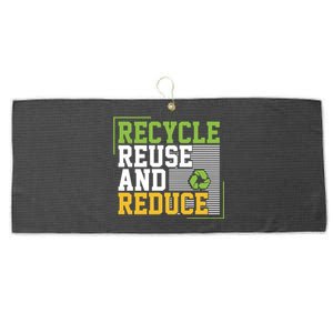 Recycle Reuse And Reduce Earth Environt Funny Gift Large Microfiber Waffle Golf Towel