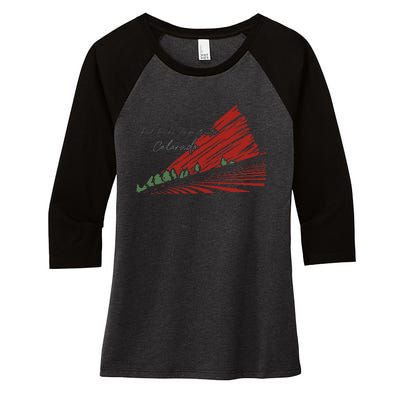 Red Rocks Amphitheater Colorado Women's Tri-Blend 3/4-Sleeve Raglan Shirt