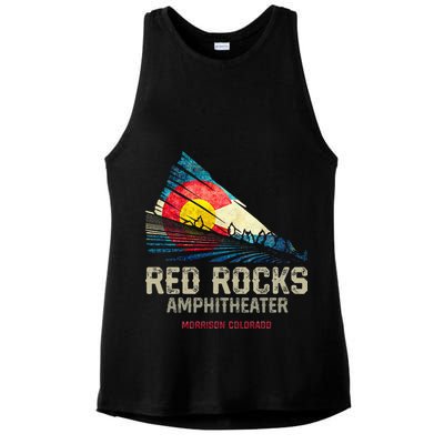 Red Rocks Amphitheater Colorado C State Flag Ladies PosiCharge Tri-Blend Wicking Tank