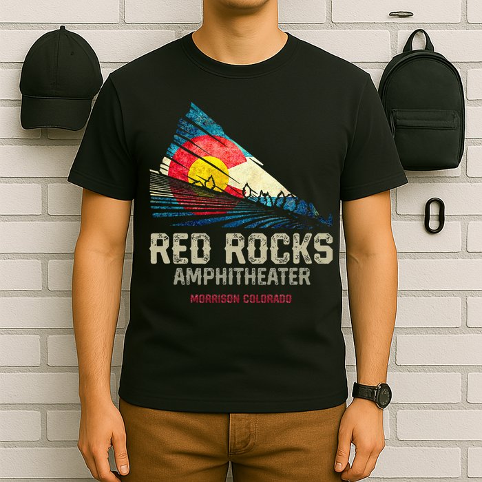 Red Rocks Amphitheater Colorado C State Flag T-Shirt
