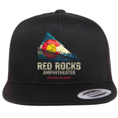 Red Rocks Amphitheater Colorado C State Flag Flat Bill Trucker Hat