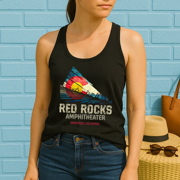 Red Rocks Amphitheater Colorado C State Flag Womens Tank Top