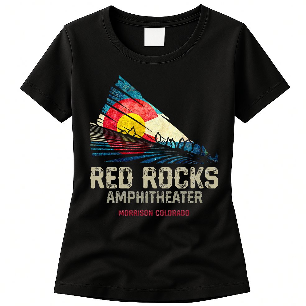 Red Rocks Amphitheater Colorado C State Flag Womens T-Shirt