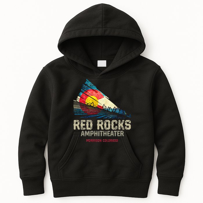 Red Rocks Amphitheater Colorado C State Flag Kids Hoodie