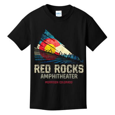 Red Rocks Amphitheater Colorado C State Flag Kids T-Shirt