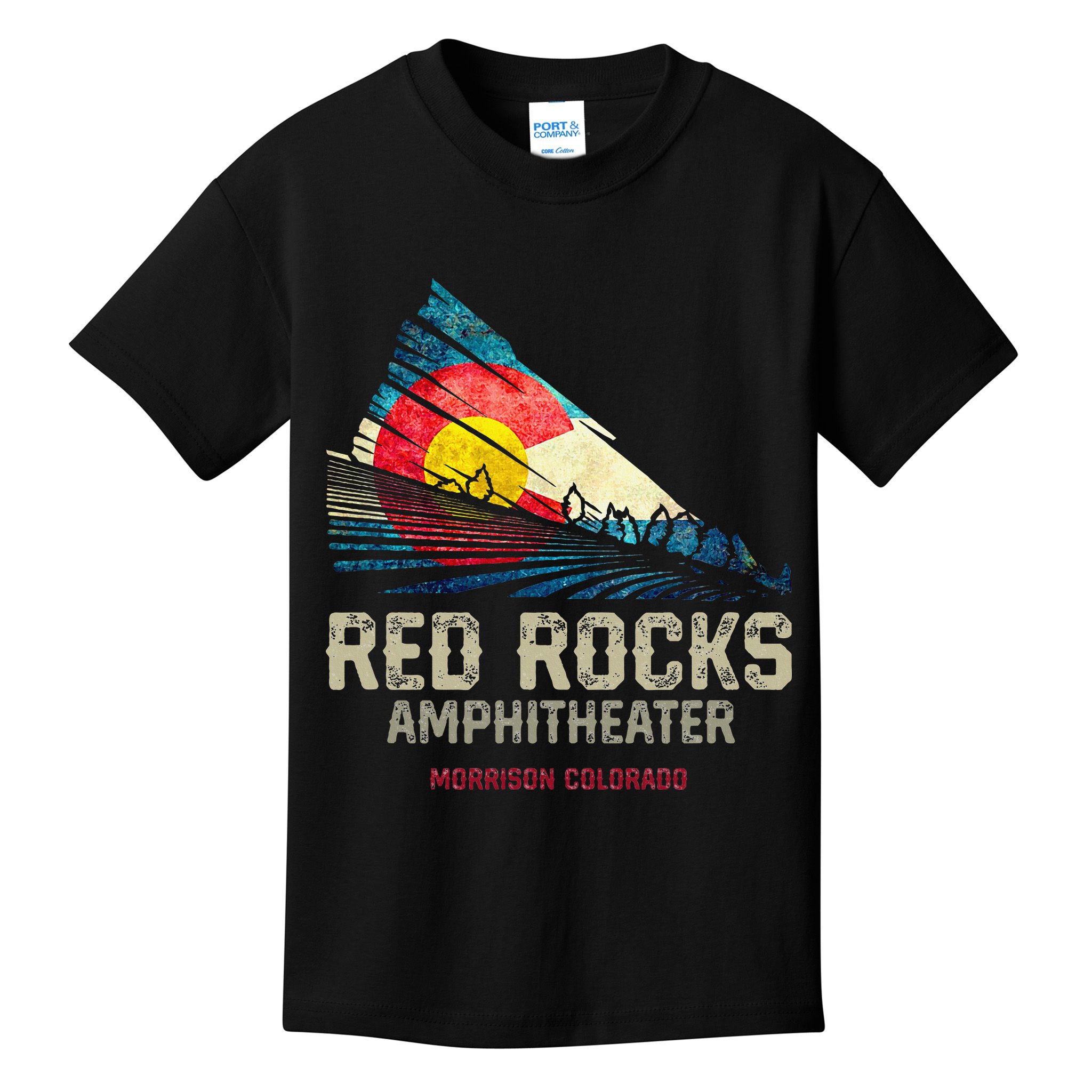 Red Rocks Amphitheater Colorado C State Flag Kids T-Shirt