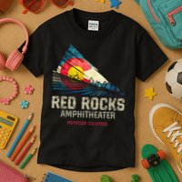 Red Rocks Amphitheater Colorado C State Flag Kids T-Shirt