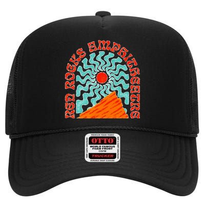 Red Rocks Amphitheater Colorado Hippie Poster High Crown Mesh Back Trucker Hat