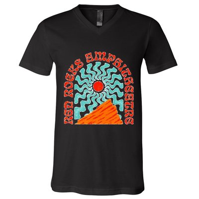 Red Rocks Amphitheater Colorado Hippie Poster V-Neck T-Shirt