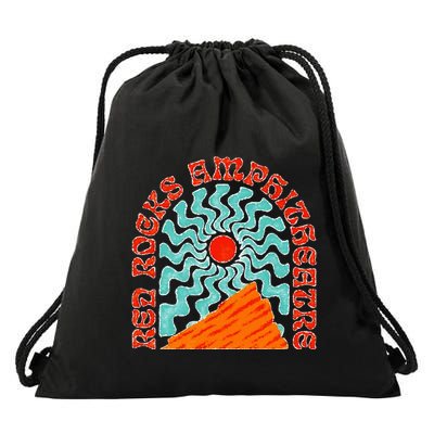 Red Rocks Amphitheater Colorado Hippie Poster Drawstring Bag